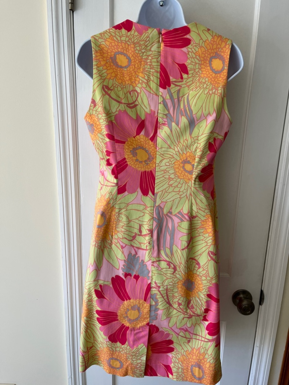 Talbots Petites Sleeveless Sheath Dress Multi Floral Pink Green Womens 10 Preppy - Picture 5 of 17